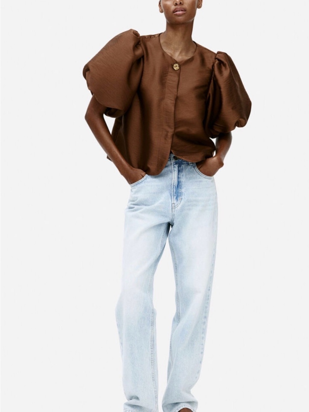 NWT H&M Balloon-Sleeved Blouse, M